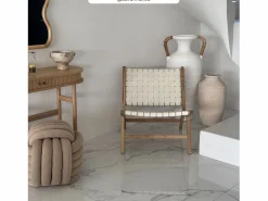 Sillón de teca y cuero trenzado - Kuna^Rendez-Vous Déco Discount