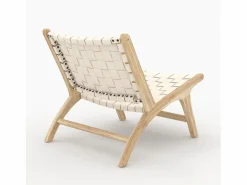 Sillón de teca y cuero trenzado - Kuna^Rendez-Vous Déco Discount