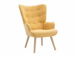 Vente-unique Sillón|Sillón Escandinavo|Sillón de tela mostaza capitoné. Estilo escandinavo. VATELY