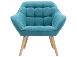 Vente-unique Sillón de tela azul acolchado. Estilo escandinavo. CASERTA Azul turquesa New