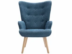 Vente-unique Sillón de tela capitoné. Estilo escandinavo. VATELY Azul New