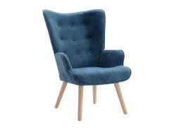 Vente-unique Sillón de tela capitoné. Estilo escandinavo. VATELY Azul New