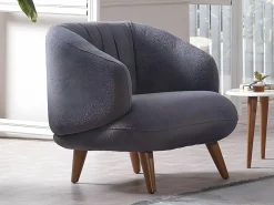 Vente-unique Sillón|Sillón de tela bouclette antracita. Estilo design. JANINA