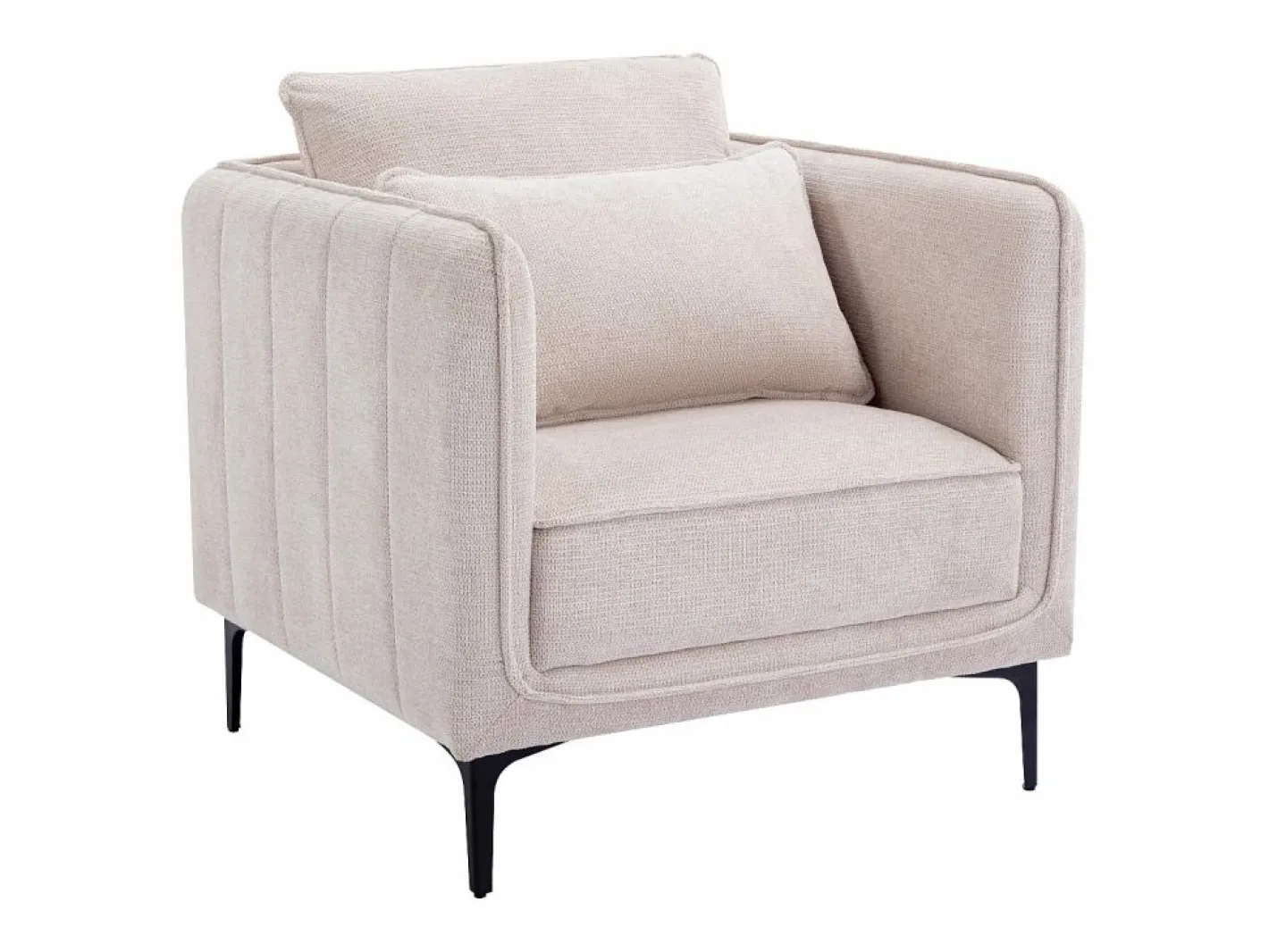 Vente-unique Sillón de tela color estilo contemporáneo TORMELDA Beige Discount