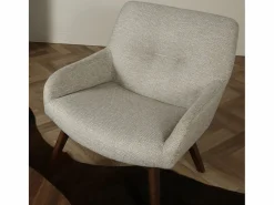 House Nordic Sillón de tela de arena con pies de nogal Beige Best