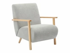 Vente-unique Sillón de tela y madera estilo contemporáneo. JULOMO Gris Outlet