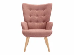 Vente-unique Sillón de tela capitoné estilo escandinavo VATELY Rosa New