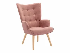 Vente-unique Sillón de tela capitoné estilo escandinavo VATELY Rosa New