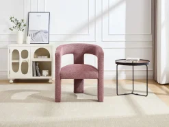 Sillón de tendencia en tela texturizada color rojo FAVINA^Vente-unique Sale