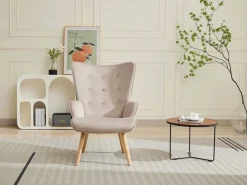 Sillón de terciopelo capitoné. Estilo escandinavo. VATELY^Vente-unique Outlet