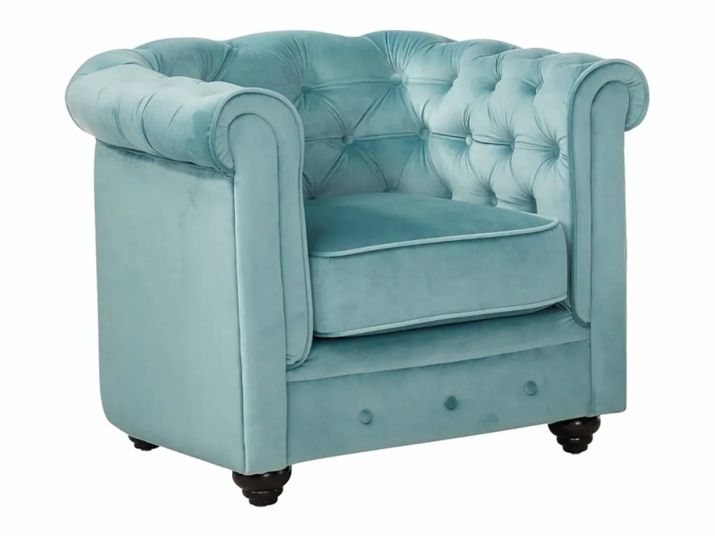 Vente-unique Sillón de terciopelo color azul pastel CHESTERFIELD Azul celeste New
