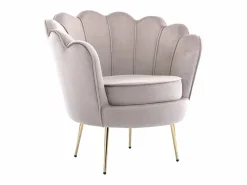 Vente-unique Sillón|Sillón de terciopelo gris estilo art decó DANDELION