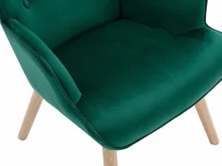 Vente-unique Sillón de terciopelo verde capitoné. Estilo escandinavo. VATELY Verde pino Discount