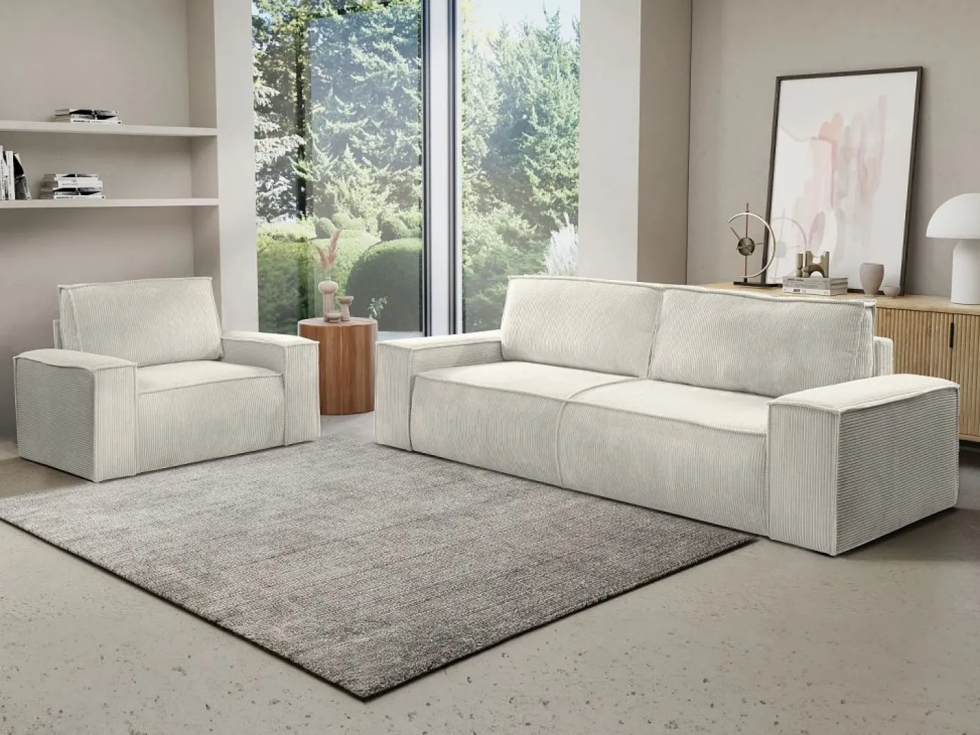 Vente-unique Sillón|Sillón derecho de pana con estilo design AMELIA
