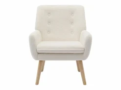 Vente-unique Sillón derecho de tela rizada estilo escandinavo SERINO Blanco Discount