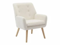 Vente-unique Sillón derecho de tela rizada estilo escandinavo SERINO Blanco Discount