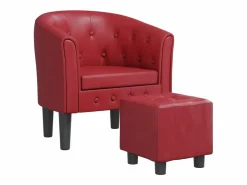 Sillón diseño de cubo con reposapiés cuero sintético tinto^vidaxl Discount