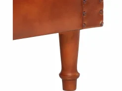 Clicnbuy Sillón diseño de cubo cuero de cabra auténtico marrón Marru00f3n