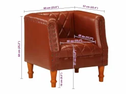 Clicnbuy Sillón diseño de cubo cuero de cabra auténtico marrón Marru00f3n