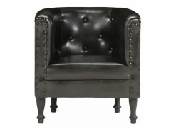 Clicnbuy Sillón diseño de cubo cuero auténtico Negro Discount