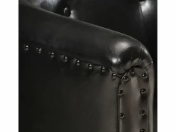 Clicnbuy Sillón diseño de cubo cuero auténtico Negro Discount