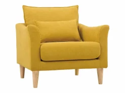Sillón diseño tejido efecto terciopelo mostaza y roble KATE^Miliboo Hot