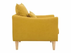 Sillón diseño tejido efecto terciopelo mostaza y roble KATE^Miliboo Hot