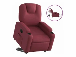 Sillón eléctrico reclinable elevable de tela tinto^vidaxl Hot
