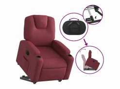 Sillón eléctrico reclinable elevable de tela tinto^vidaxl Hot