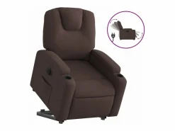 vidaxl Sillón eléctrico reclinable elevable de tela marrón oscuro Marru00f3n Sale