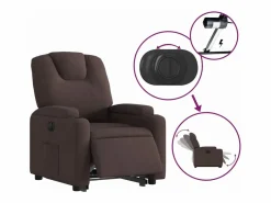 vidaxl Sillón eléctrico reclinable elevable de tela marrón oscuro Marru00f3n Sale