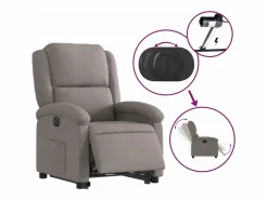 vidaxl Sillón eléctrico reclinable elevable de tela gris taupe Topo Outlet