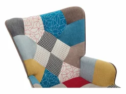 Sillón Elmina en tejido jaspeado patchwork con patas mecedoras^Vente-unique Online