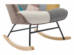 Sillón Elmina en tejido jaspeado patchwork con patas mecedoras^Vente-unique Online