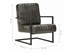 Clicnbuy Sillón en voladizo cuero auténtico envejecido Gris Hot