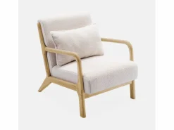Sweeek Sillón|Sillón escandinavo de madera y tela borreguito