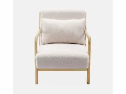 Sweeek Sillón|Sillón escandinavo de madera y tela borreguito