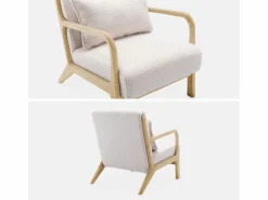 Sweeek Sillón|Sillón escandinavo de madera y tela borreguito
