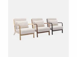 Sweeek Sillón|Sillón escandinavo de madera y tela borreguito