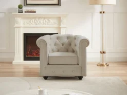 Vente-unique Sillón|Sillón fijo de terciopelo color CHESTERFIELD