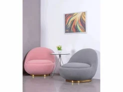 Sillón giratorio de diseño tapizado algodón - Corsica -^Nest Dream Discount