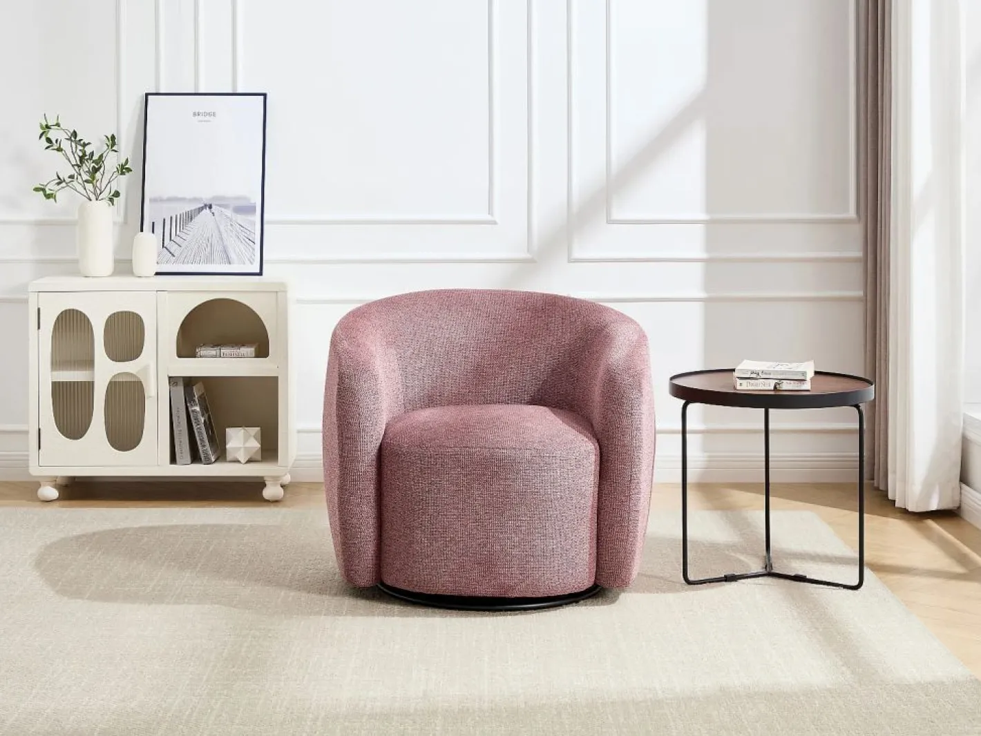 Sillón giratorio de tejido texturado color rojo VEREIDE^Vente-unique Best