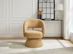 Maison Céphy Sillón|Sillón giratorio de tela texturizada amarillo NAROLIA