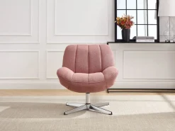 Sillón giratorio de tela texturizada color VOLABO^Vente-unique New