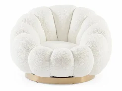 Sillón|Sillón giratorio en tejido efecto bouclé - FLOREL