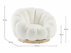 Sillón|Sillón giratorio en tejido efecto bouclé - FLOREL