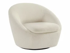 Vente-unique Sillón giratorio redondeado en tela de rizo LACARA Blanco Sale