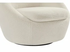Vente-unique Sillón giratorio redondeado en tela de rizo LACARA Blanco Sale