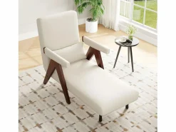 ModernLuxe Sillón individual 64x68,5x93 cm - convertible 3 en 1 - acolchado - lino - beige + marrón Marru00f3n / Blanco Clearance