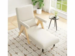 ModernLuxe Sillón individual 64x68,5x93 cm - convertible 3 en 1 - acolchado - lino - beige + natural Color natural claro / Blanco Discount
